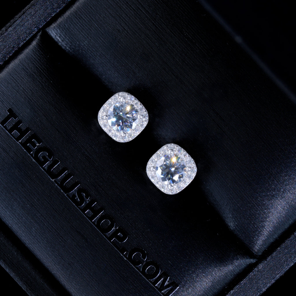 925S VVS1 Moissanite 7MM Cluster Stud Earrings