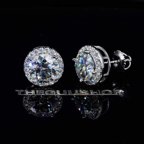 2.00 Carat Certified 925S & VVS1 Moissanite Halo Earrings