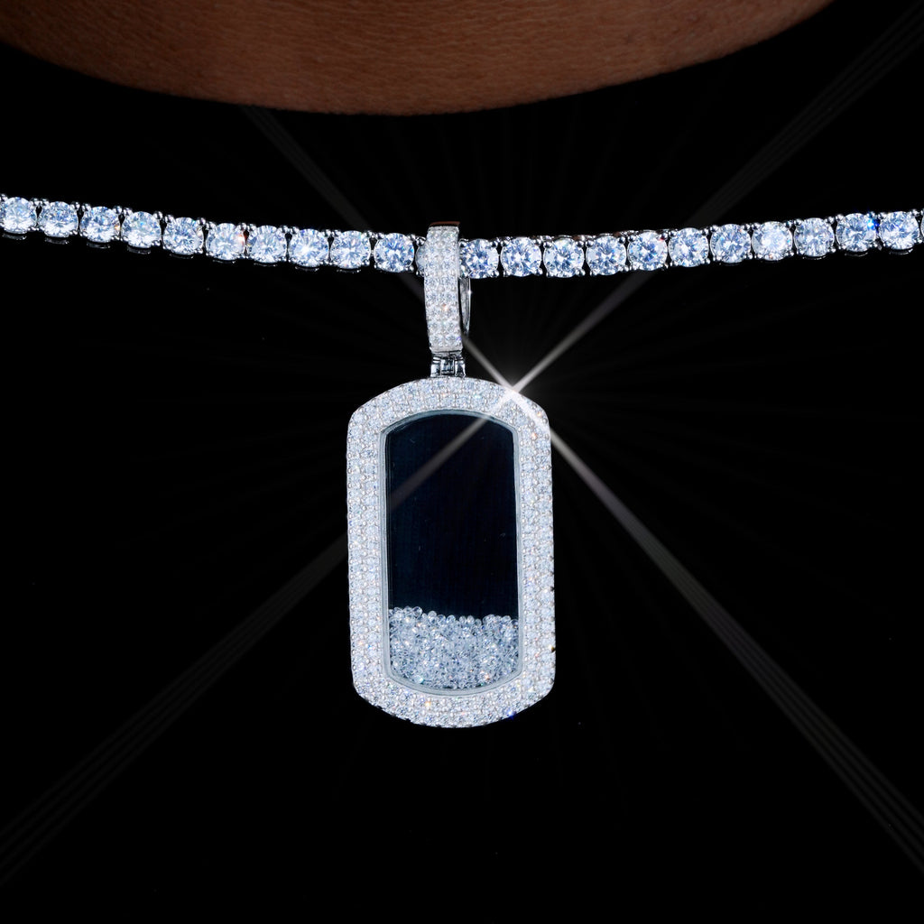 925S & VVS Moissanite Dog Tag Necklace