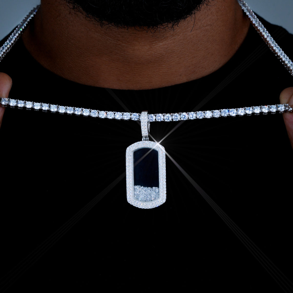 925S & VVS Moissanite Dog Tag Necklace